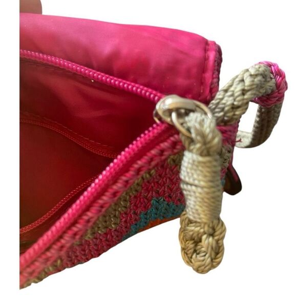 The Sak Multicolored Chevron Design Crochet Bohemian Coquette Crossbody Bag EUC - Picture 9 of 10